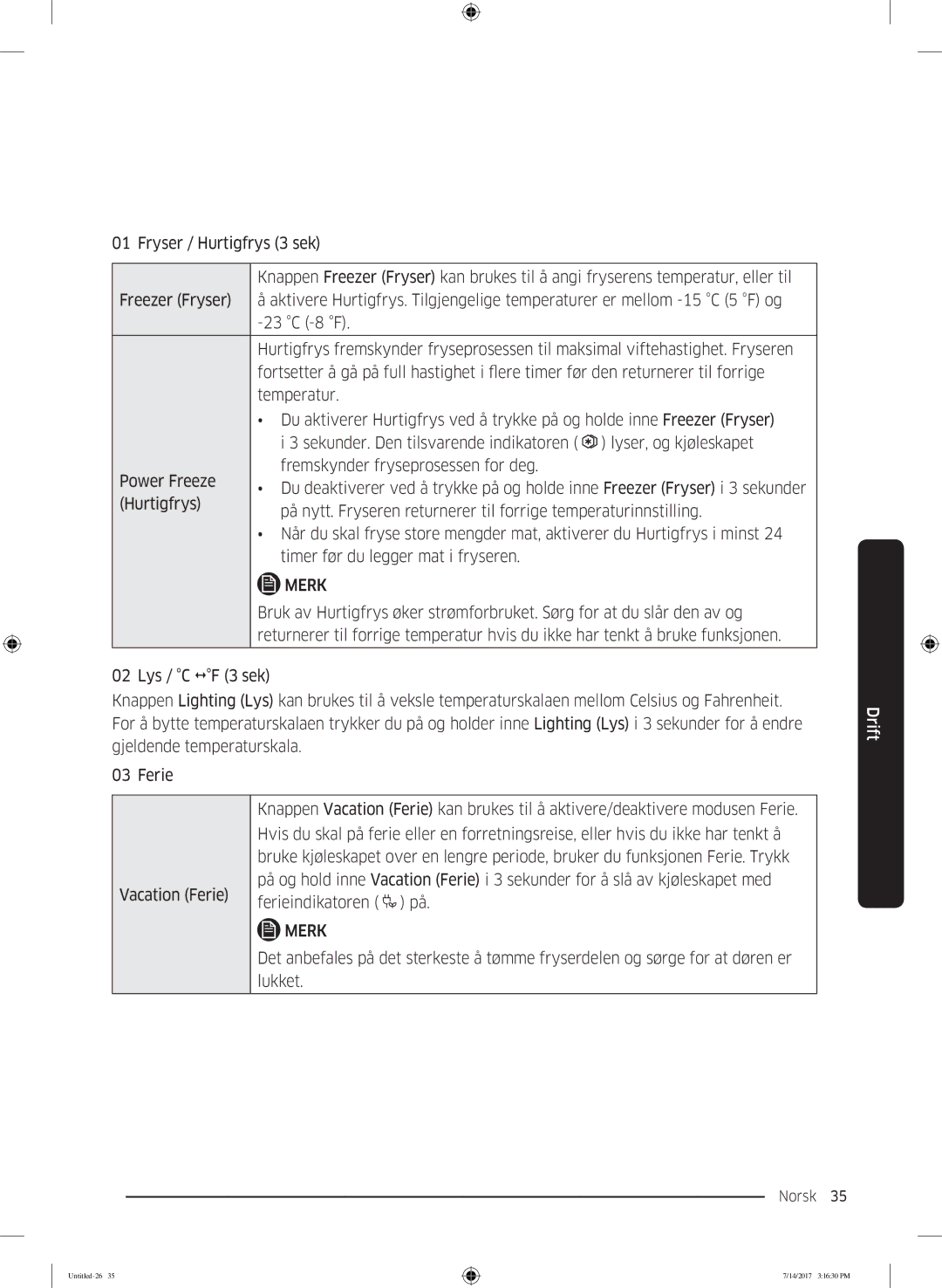 Samsung RH58K6697SL/EE manual Norsk 35  